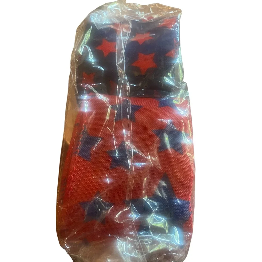 2 Rolls Star Wired Edge Ribbon 10 Yards Each Red Blue Patriotic Americana DIY